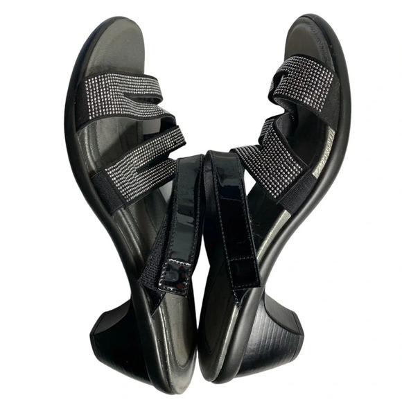 Naot Formal Black Patent Rhinestone Crisscross Heels Sandal EUR 40 US 9-9.5 - Picture 3 of 16